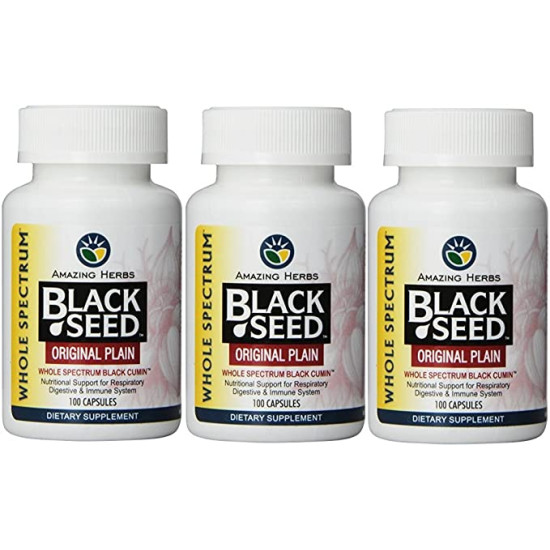 Amazing Herbs Black Seed Original Plain 100 Capsules