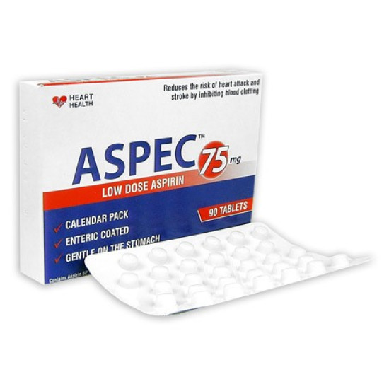 ASPEC Enteric Coated Aspirin 75mg 90 Tablets