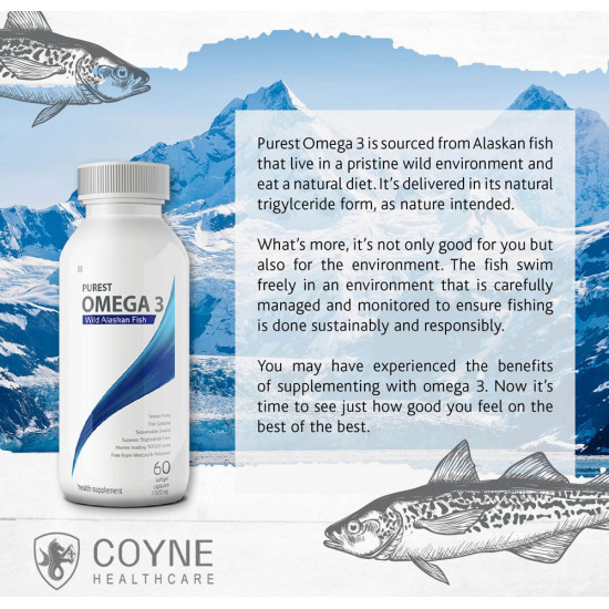 Purest Omega 3 1000mg Fish Oil from Wild Alaskan Fish