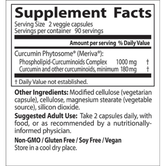 Doctor's Best Curcumin Phytosome with Meriva 500mg 180 Capsules 