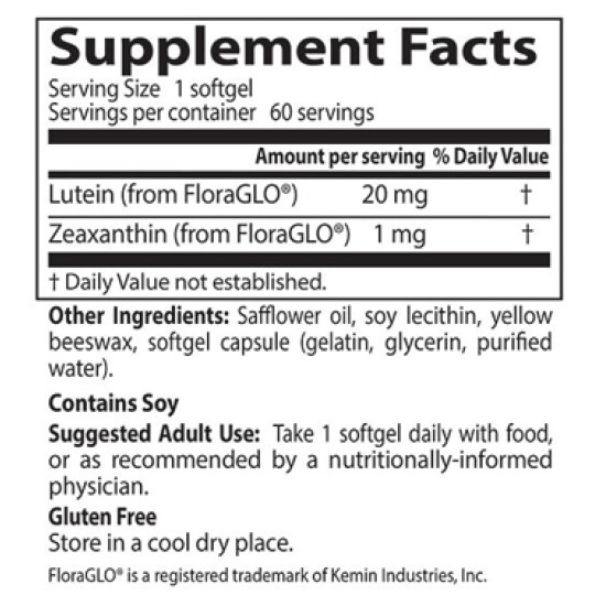 Doctor's Best Lutein with FloraGlo Lutein 20mg 60 Softgels