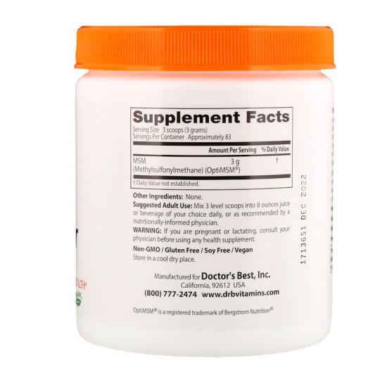 Doctor's Best MSM Powder with OptiMSM 250g