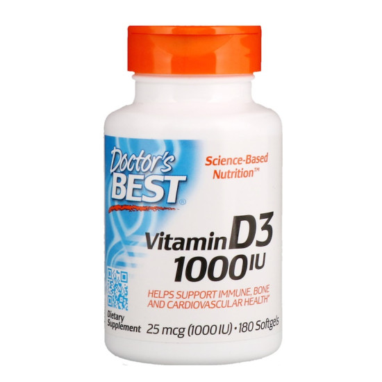 Doctor's Best Vitamin D3 25mcg 1000IU 180 Softgels