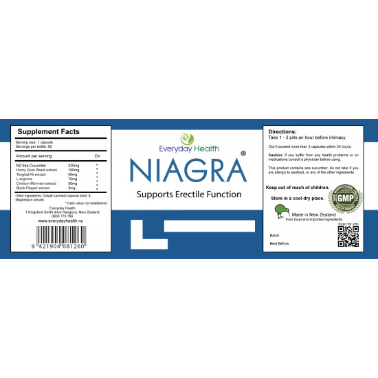 Everyday Health Niagra Erectile Function Support 60 Capsules