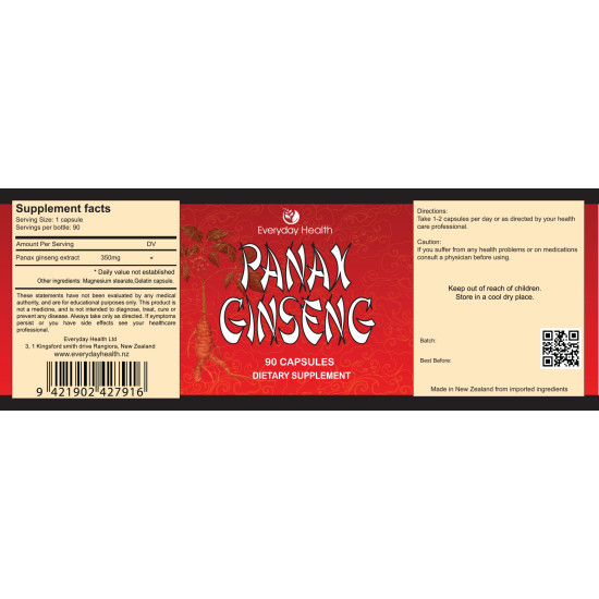 Everyday Health Panax Ginseng 90 Capsules