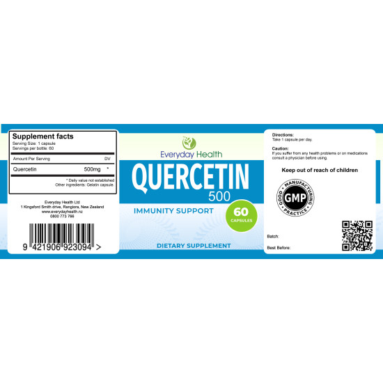 Quercetin 500mg Capsules - NZ Made