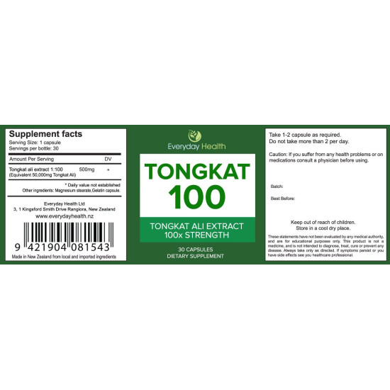 Everyday Health Tongkat 100 Tongkat Ali Extract 30 Capsules