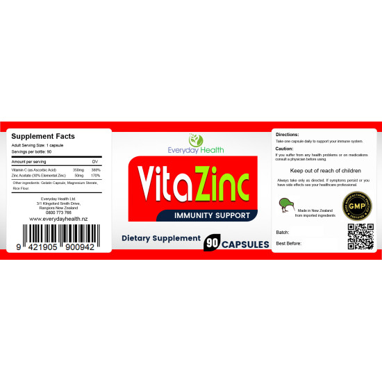 Everyday Health VitaZinc Immunity Support 90 Capsules