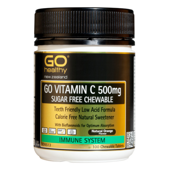 GO Healthy GO Vitamin C 500mg Sugar Free Chewable 100 Tablets 