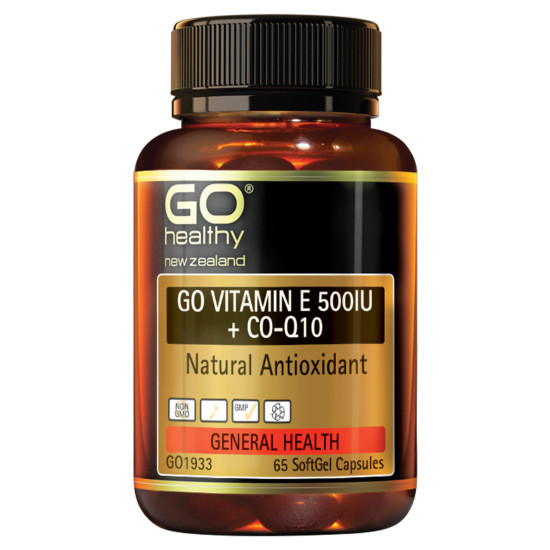 GO Healthy GO Vitamin E 500IU + CoQ10 65 Capsules