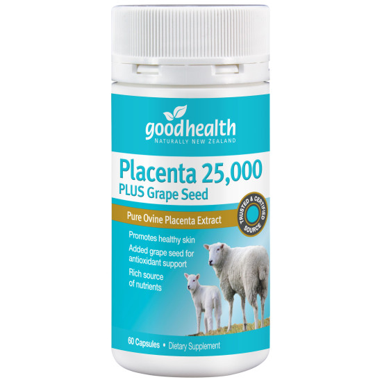 Good Health Placenta 25000mg Plus Grape Seed 60 Capsules