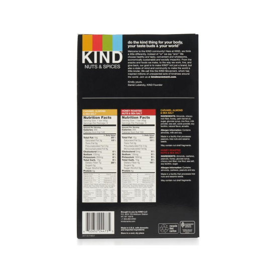 Kind Nut Bars Caramel Almond & Sea Salt 40g Box Of 12