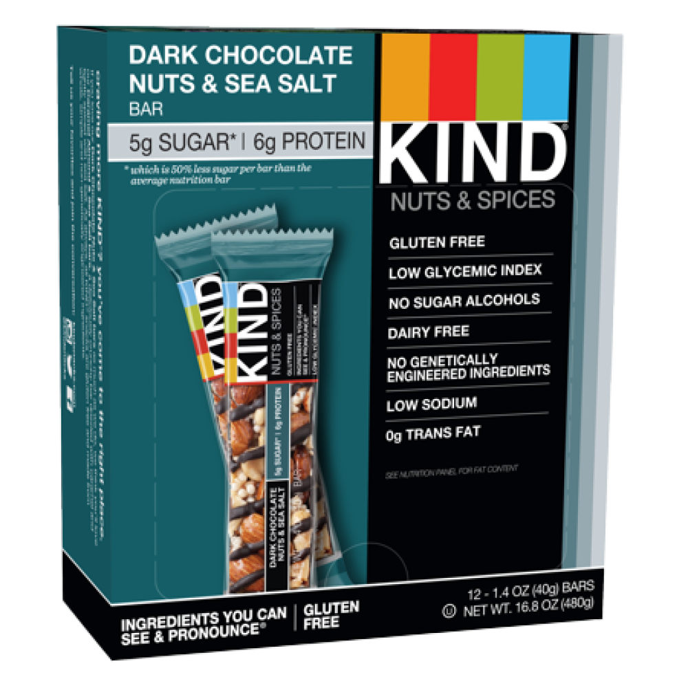 Kind Nut Bars Dark Chocolate Nuts & Sea Salt 40g Box ...