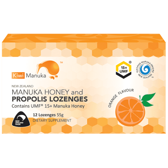 Kiwi Manuka Manuka Honey UMF 15+ 12 Lozenges Orange