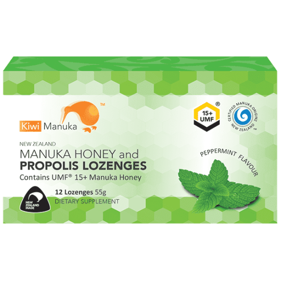 Kiwi Manuka Manuka Honey UMF 15+ 12 Lozenges Peppermint