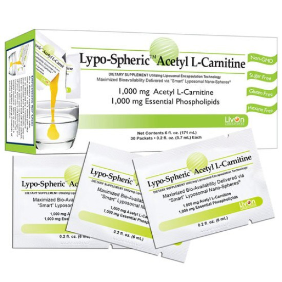 Livon Labs Lypo-Spheric Acetyl L-Carnitine 30 Pack 5.7ml Each