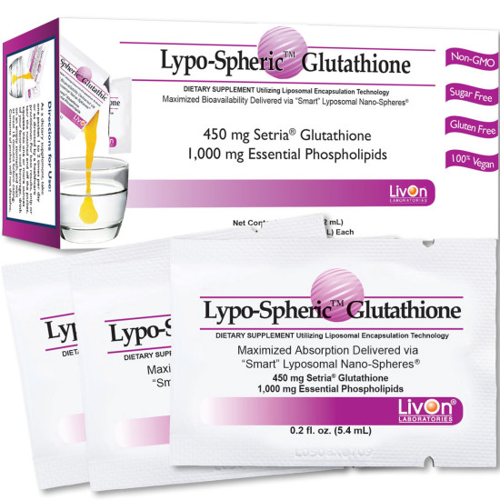 Livon Labs Lypo-Spheric GSH Glutathione 450mg 30 Pack 5.4ml each