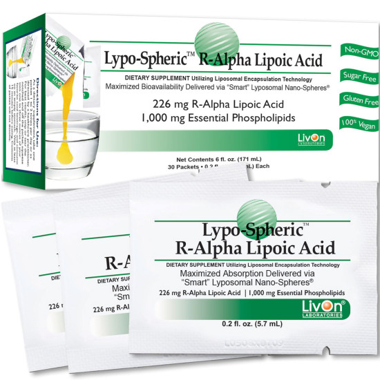 Livon Labs Lypo-Spheric R-Alpha Lipoic Acid 30 Pack 5.7ml Each