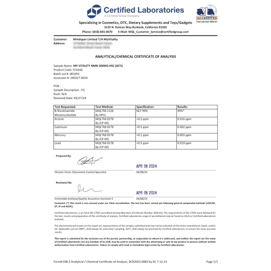 NMN Nicotinamide Mononucleotide Longevity Supplements