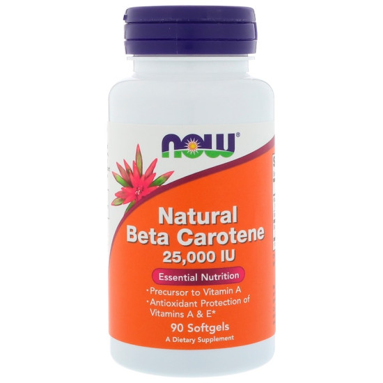 Now Foods Beta-Carotene Natural 25,000iu from Algae 90 Softgels