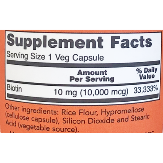 Now Foods Biotin Extra Strength 10mg 120 Capsules