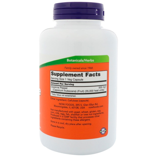 Now Foods Cayenne Herbal Support 500mg 100 Capsules