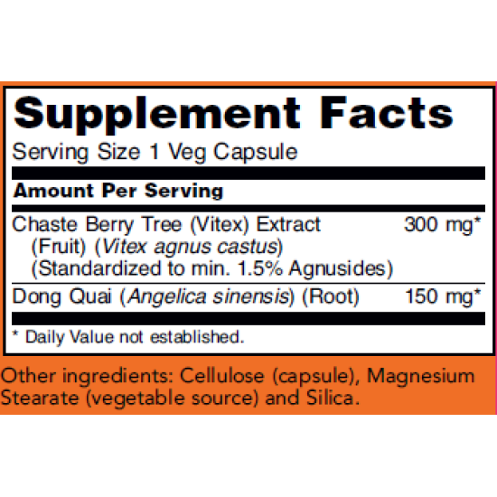 Now Foods Chaste Berry Vitex Extract 300mg 90 Capsules