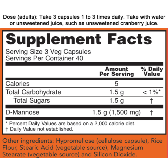 Now Foods D-Mannose Urinary Tract Support 120 Capsules