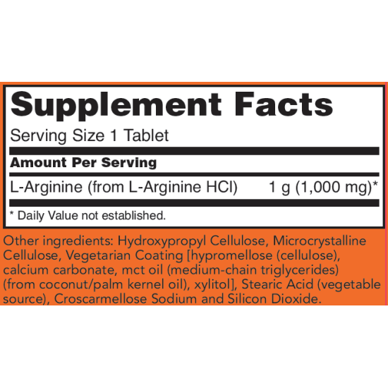 Now Foods L-Arginine Double Strength 1000mg 120 Tablets