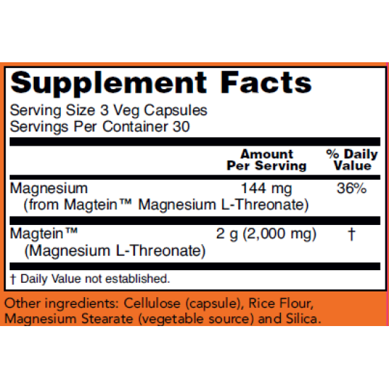 Now Foods Magtein Magnesium L-Threonate 90 Capsules