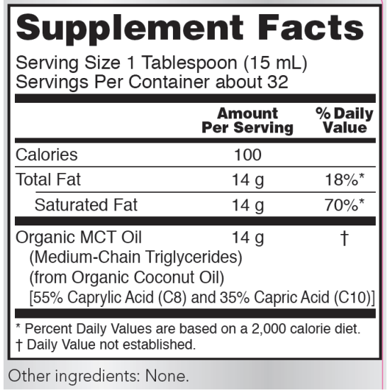 Now Foods MCT Oil Organic Derived From Coconut Oil Pure and Unflavored 473ml