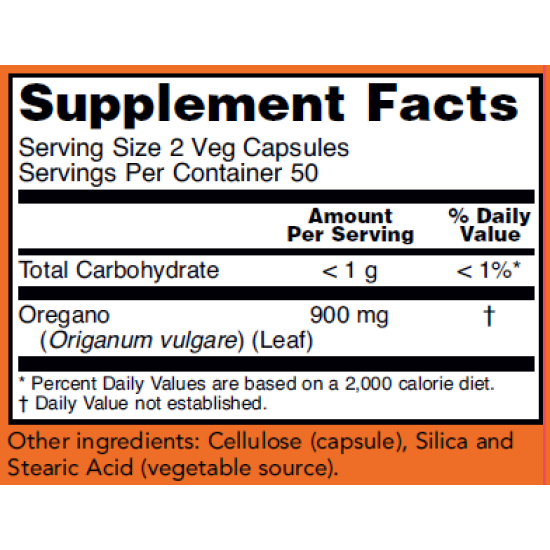 Now Foods Oregano 450mg 100 Capsules