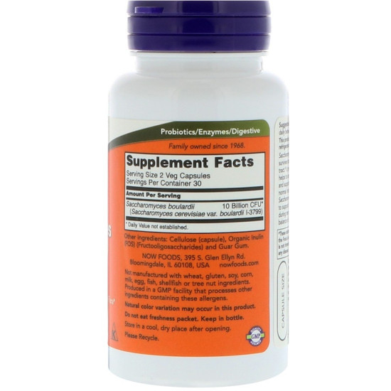 Now Foods Saccharomyces Boulardii Gastrointestinal Support 60 Capsules