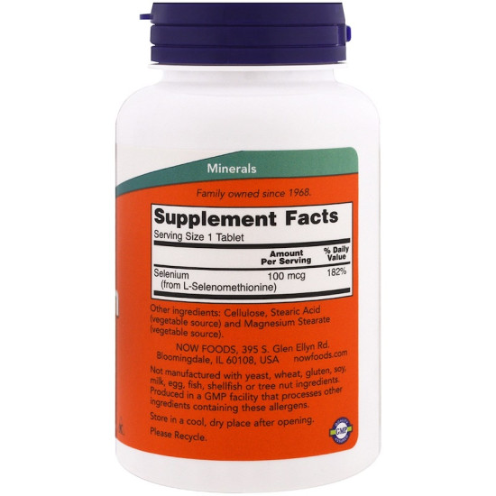 Now Foods Selenium 100mcg 100 Tablets