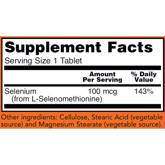 Now Foods Selenium 100mcg 100 Tablets