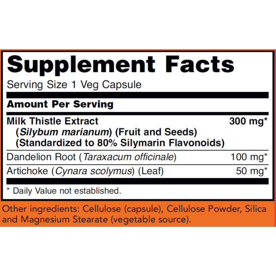 Now Foods Silymarin Milk Thistle with Artichoke and Dandelion Double Strength 100 Capsules