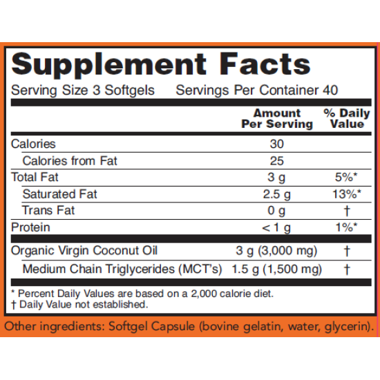 Now Foods Virgin Coconut Oil 1000mg 120 Softgels