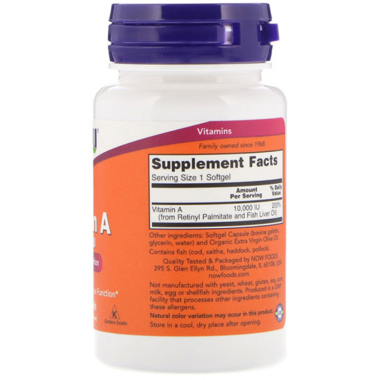 Now Foods Vitamin A 10000IU 100 Softgels