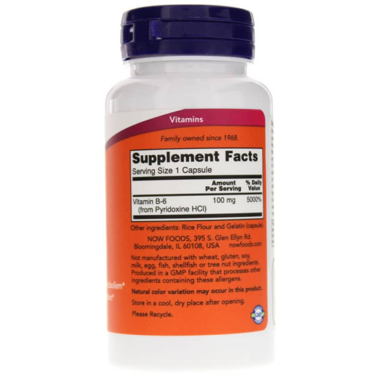 Now Foods Vitamin B6 100 Capsules