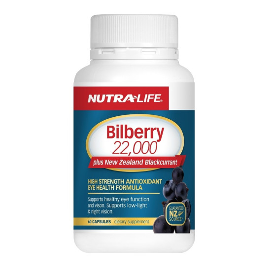 NutraLife Bilberry 22000mg Plus NZ Blackcurrant 60 Capsules