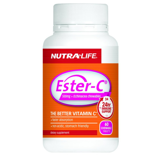 NutraLife Ester C 500mg + Echinacea Chewables 60 Tablets