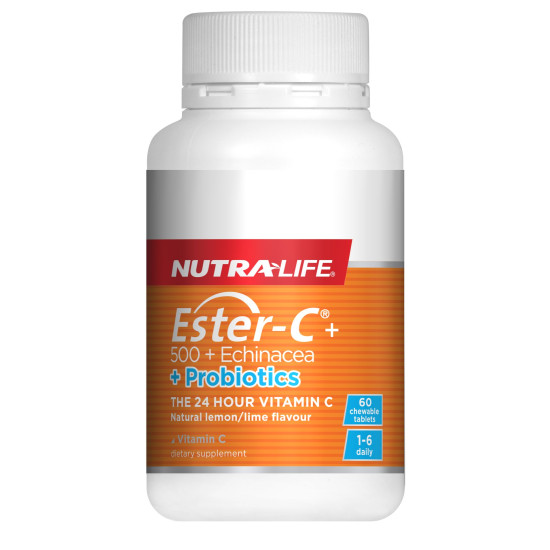 NutraLife Ester C 500mg Echinacea + Probiotics 60 Chewable Tablets