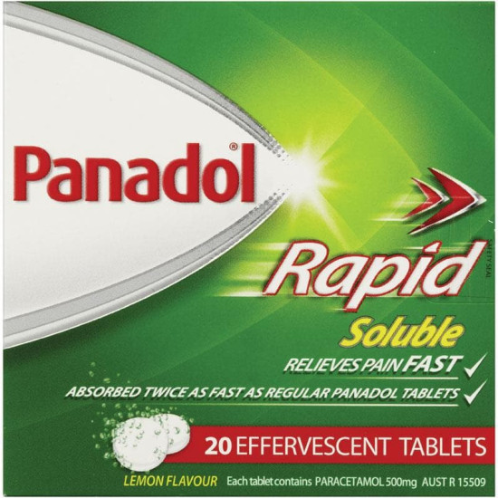 Panadol Paracetamol Rapid Soluble 20 Effervescent Tablets