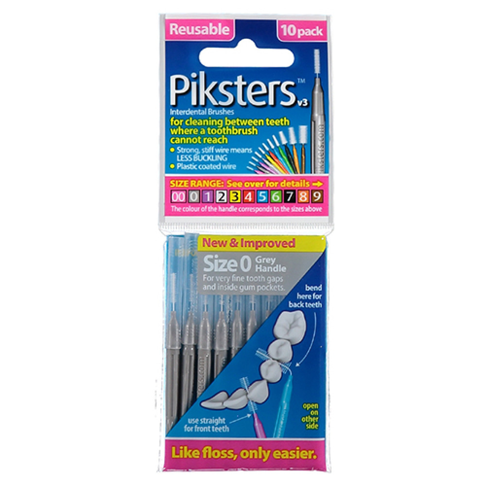 Piksters Interdental Toothbrushes Size 0 Silver - Health ...