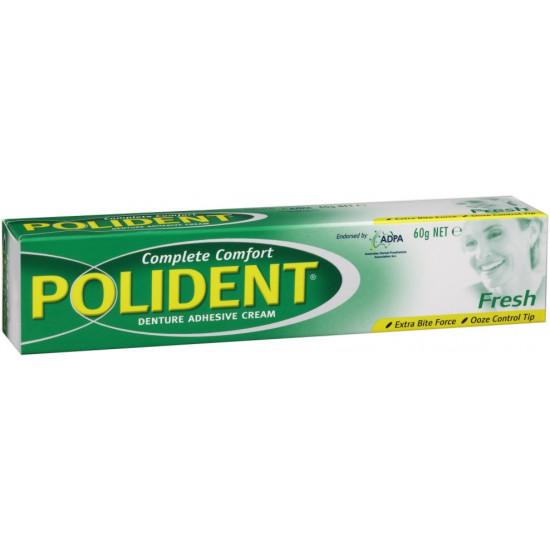 Polident Denture Adhesive Cream Fresh Mint Flavour 60g