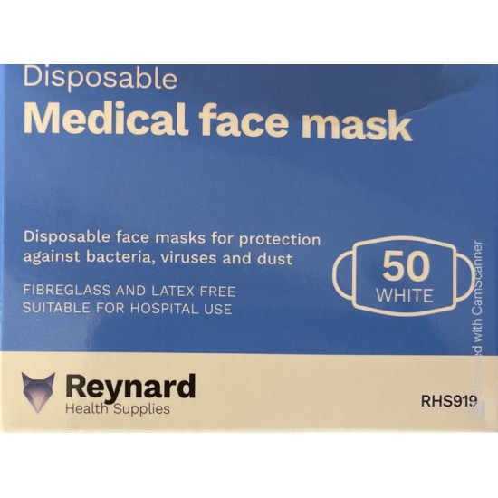 Medical Face Masks | White Colour | Ear Loop | Disposable