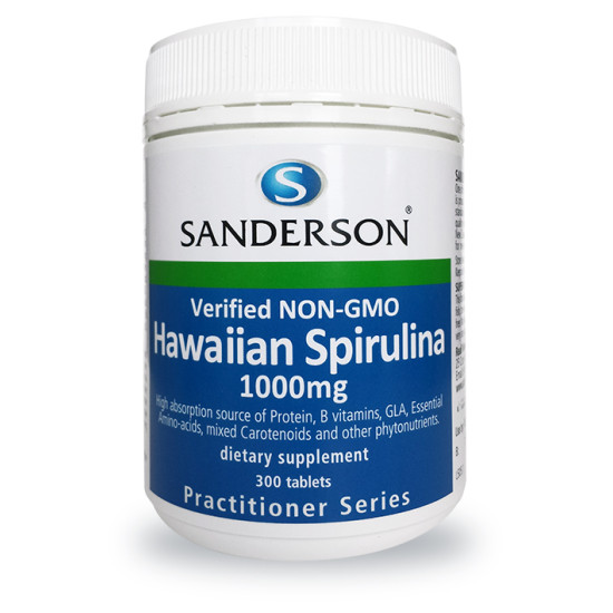 Sanderson Hawaiian Spirulina 1000mg Verified Non-GMO 300 Tablets