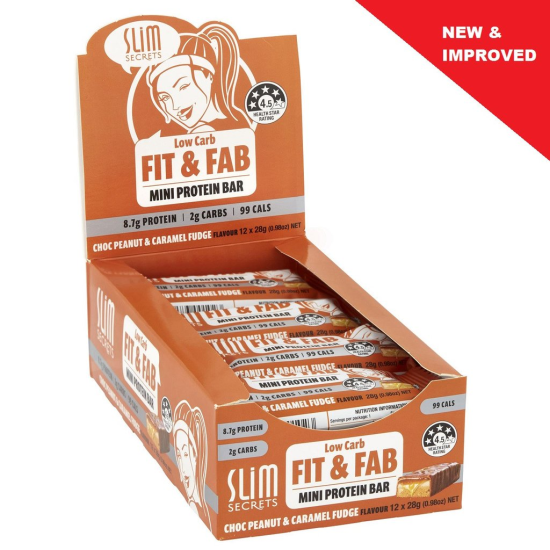 Slim Secrets Fit & Fab Chocolate Peanut & Caramel Fudge Bar 28g Box Of 12