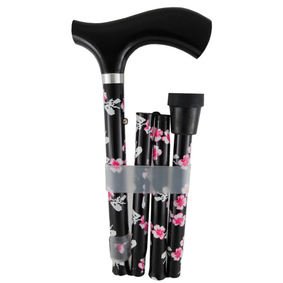 Surgical Basics Aluminium Foldable & Adjustable Walking Stick Blossom 73-85cm