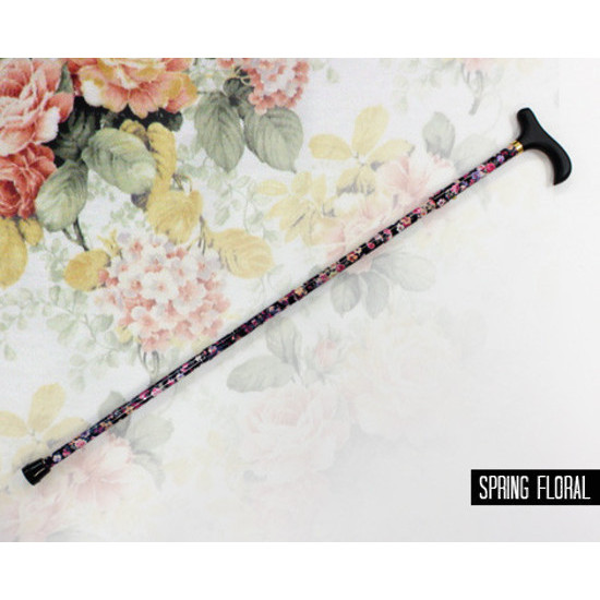 Aluminium Foldable & Adjustable Walking Stick Spring Floral 81-89cm